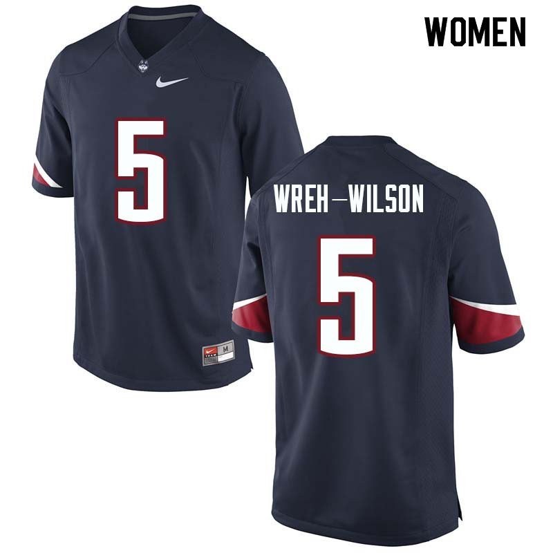 Women #5 Blidi Wreh-Wilson Uconn Huskies College Football Jerseys Sale-Navy - Click Image to Close